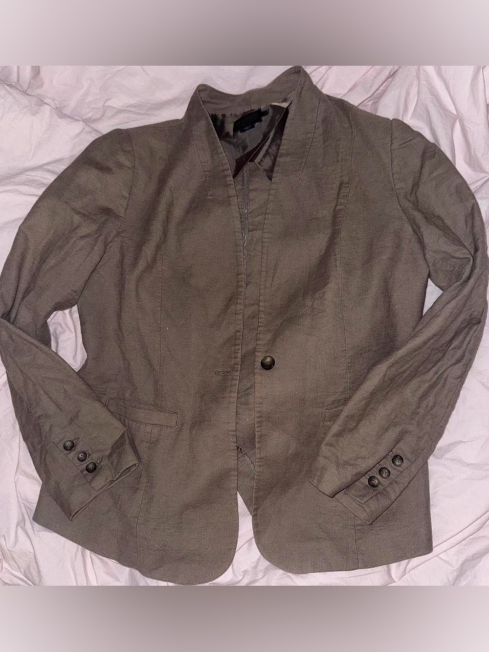 Single-Button Casual Blazer Jacket - Brown